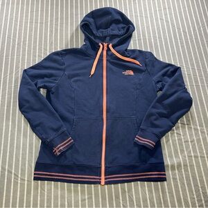 THE NORTH FACE WOMEN SIZE Large BLUE & PINK FULL ZIP HOODIE SWEATSHIRT